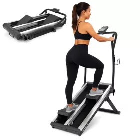   Lépcsőzőgép inSPORTline ZenPeak 30, elektromos terhelés, csúszásmentes felület, kapaszkodók, LCD kijelző, italtartó, iConsole+, taposógép