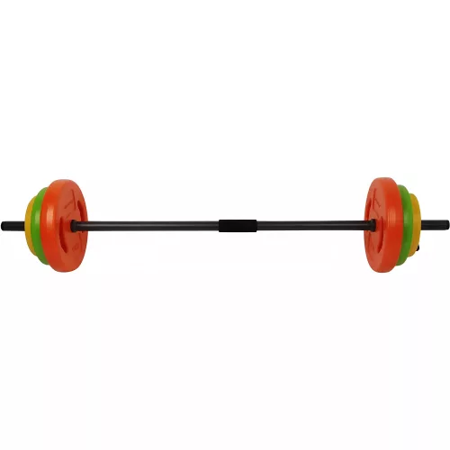 Tunturi 20 kg-os műanyag súlyzókészlet kétkezes rúddal